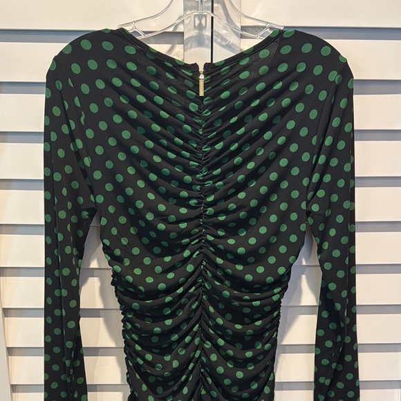 MICHAEL Michael Kors Polka Dots stretch Matte Jersey Midi Long Sleeve Dress - Picture 9 of 13